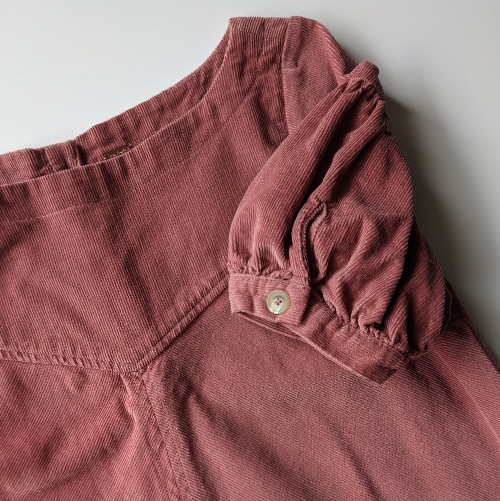 FREE PEOPLE Courdoroy Cotton Crop Top Blouse Shirt Size Small - Picture 9 of 14